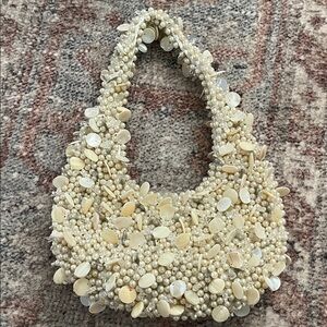 Elegant Beaded Cream Handbag